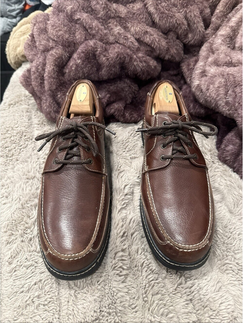 Johnston and Murphy XC4 Windham Men's Mahogany Leather Moc Toe Shoes - Size 12M